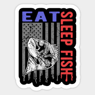 Eat, Sleep, Fish, Vintage Style Funny Fishing Gift Sticker